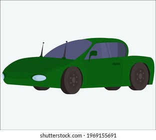 A green car as a sport automobile. Vector illustration.