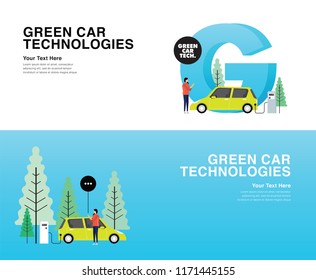 green car technologies - 2018 new trends and modern minimalism style with colour transition. can use for web, landing page, infographics, editorial, commercial use and others. vector.