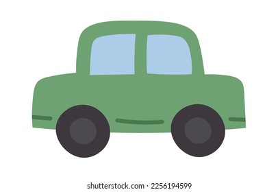 Juguete verde de coche para juegos icono plano. Ilustración del vector