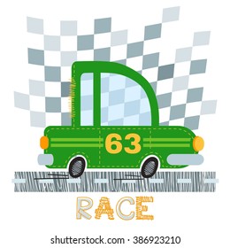 Green car t-shirt design vector illustration. Race design vector illustration 