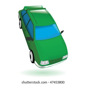 Green car. Vector illustration isolated on white background