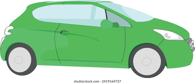 Vista lateral de la ilustración del vector del coche verde