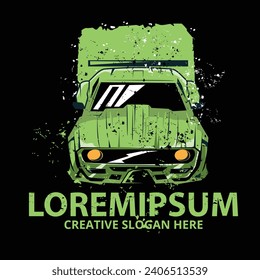 vector de coche verde, adecuado para camiseta