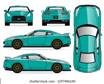 Green car vector template on white background. Sport Car isolated.