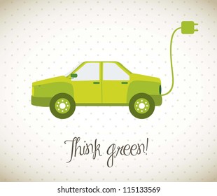 green car with vintage style. vector illustration