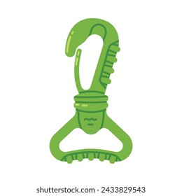 Green Carabiner or Karabiner as Clip and Shackle Vector Illustration