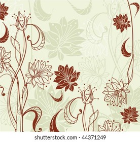 Green card with brown flowers