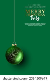 green card for christmas party with christmas tree decoration