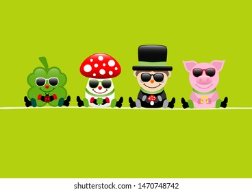 Green Card Cloverleaf Fly Agaric Chimney Sweep And Pig Sunglasses