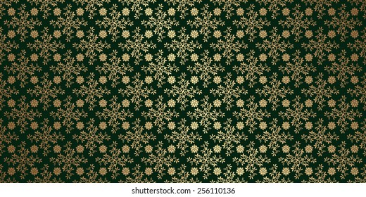Green card with gold pattern. Perfect for greetings, invitations and announcements. Vector file