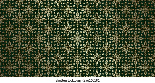 Green card with gold pattern. Perfect for greetings, invitations and announcements. Vector file