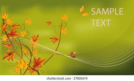 green card the invitation for the businessman with maple leaves and the butterfly