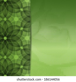 Green card or invitation template with floral background and place for text.