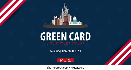 Green Card Lottery banner. Immigration and Visa to the USA