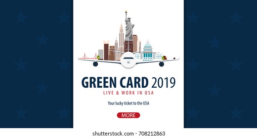 Green Card Lottery banner. Immigration and Visa to the USA