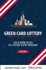 Green Card Lottery banner. Immigration and Visa to the USA