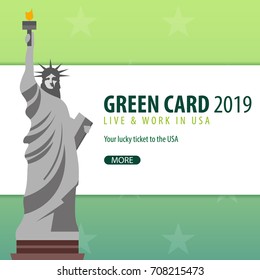 Green Card Lottery Banner. Immigration And Visa To The USA