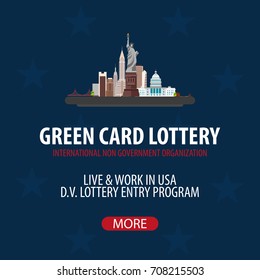 Green Card Lottery banner. Immigration and Visa to the USA