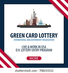 Green Card Lottery Banner. Immigration And Visa To The USA