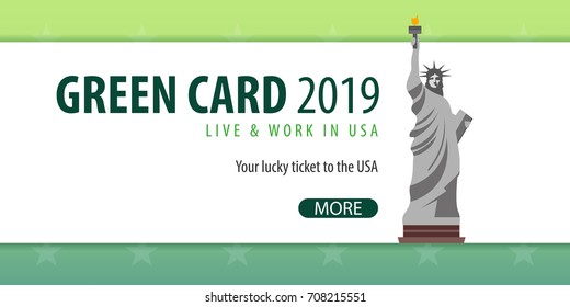 Green Card Lottery Banner. Immigration And Visa To The USA