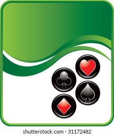 green card suits on wave background