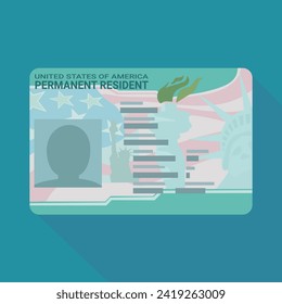 Green card, USA Permanent Resident Card (flat design)