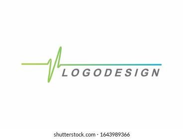 green cardiogram wave illustration logo vector icon template