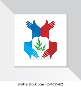 green care concept with hands vector illustration