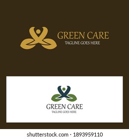 Green care logo design template. Leaf icon. Vector illustration