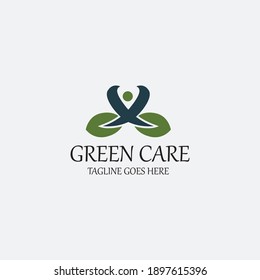 Plantilla de diseño del logotipo de Green Care. Logo de la hoja. Ilustración del vector