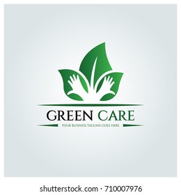 Green care logo design template.Vector illustration