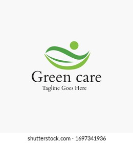 Green care logo. Leaf logo design concept. Vector illustration