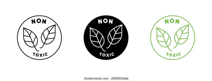 Green care and non-toxic from science technology. Label non toxic for cosmetic. Eco chemical symbol. Environmental chemistry are already certified safety for user product.