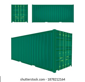 Contenedor verde de carga. ilustración vectorial