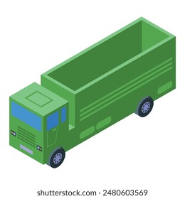 Green cargo delivery truck shown in an isometric view with an empty cargo bay