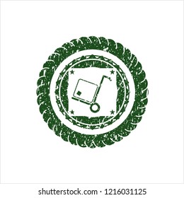 Green cargo icon inside distress rubber texture