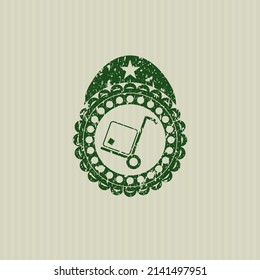 Green cargo icon inside distress rubber texture. 