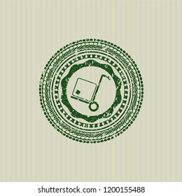 Green cargo icon inside grunge seal