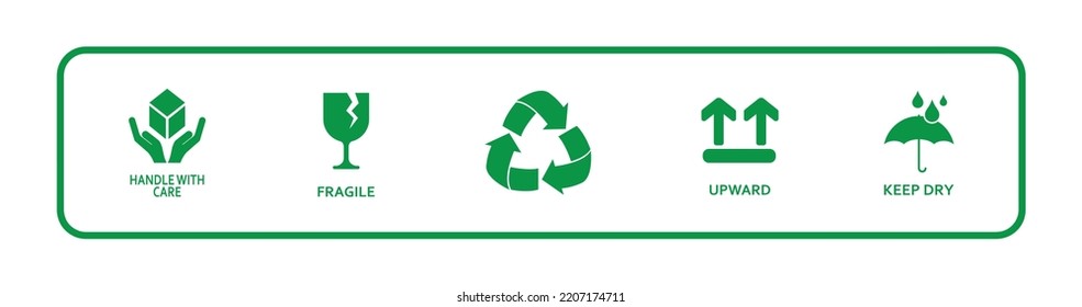 Green Cargo Icon Set On White Background