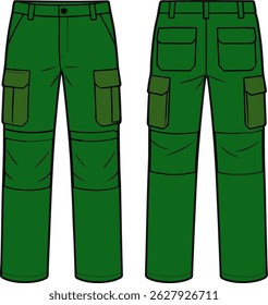Green cargo pants front and back view