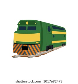 Green cargo or passenger railway train locomotive vector Illustration