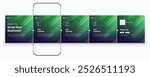 Green carousel social media template minimalist design. Carousel banner or editable social media carousel post template set. Microblog templates for social media post