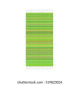 Green carpet vector illustration, isolated on white background. Rug top view.