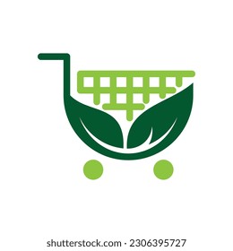 Green Cart Vector Logo Design Template