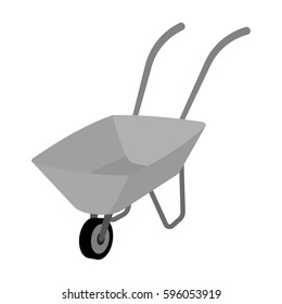 Green cart with wheel and handles. The means of transportation of small cargoes on the territory of the mines.Mine Industry single icon in monochrome style vector symbol stock illustration.