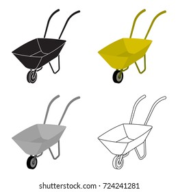 Green cart with wheel and handles. The means of transportation of small cargoes on the territory of the mines.Mine Industry single icon in cartoon style vector symbol stock illustration.