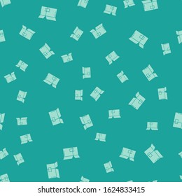 Green Carton cardboard box icon isolated seamless pattern on green background. Box, package, parcel sign. Delivery and packaging.  Vector Illustration