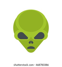 Green cartoon aliens head isolated. Colorful vector flat illustration.