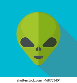 Green cartoon aliens head isolated. Colorful vector flat illustration.