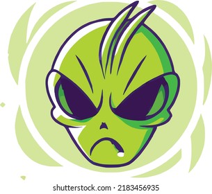 Green Cartoon Angry Alien Sticker